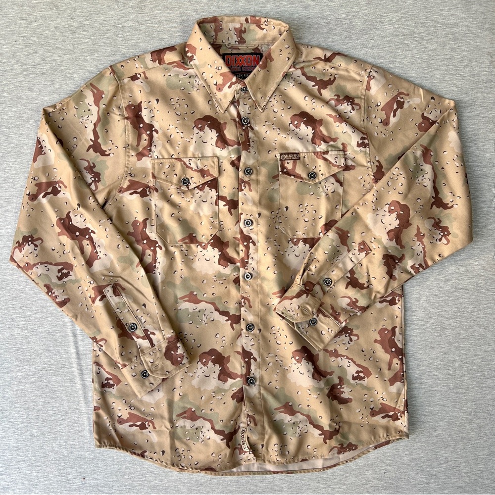 Dixxon Flannel Button up Mens Large L  Desert Choc Chip Camo Black Rifle Coffee